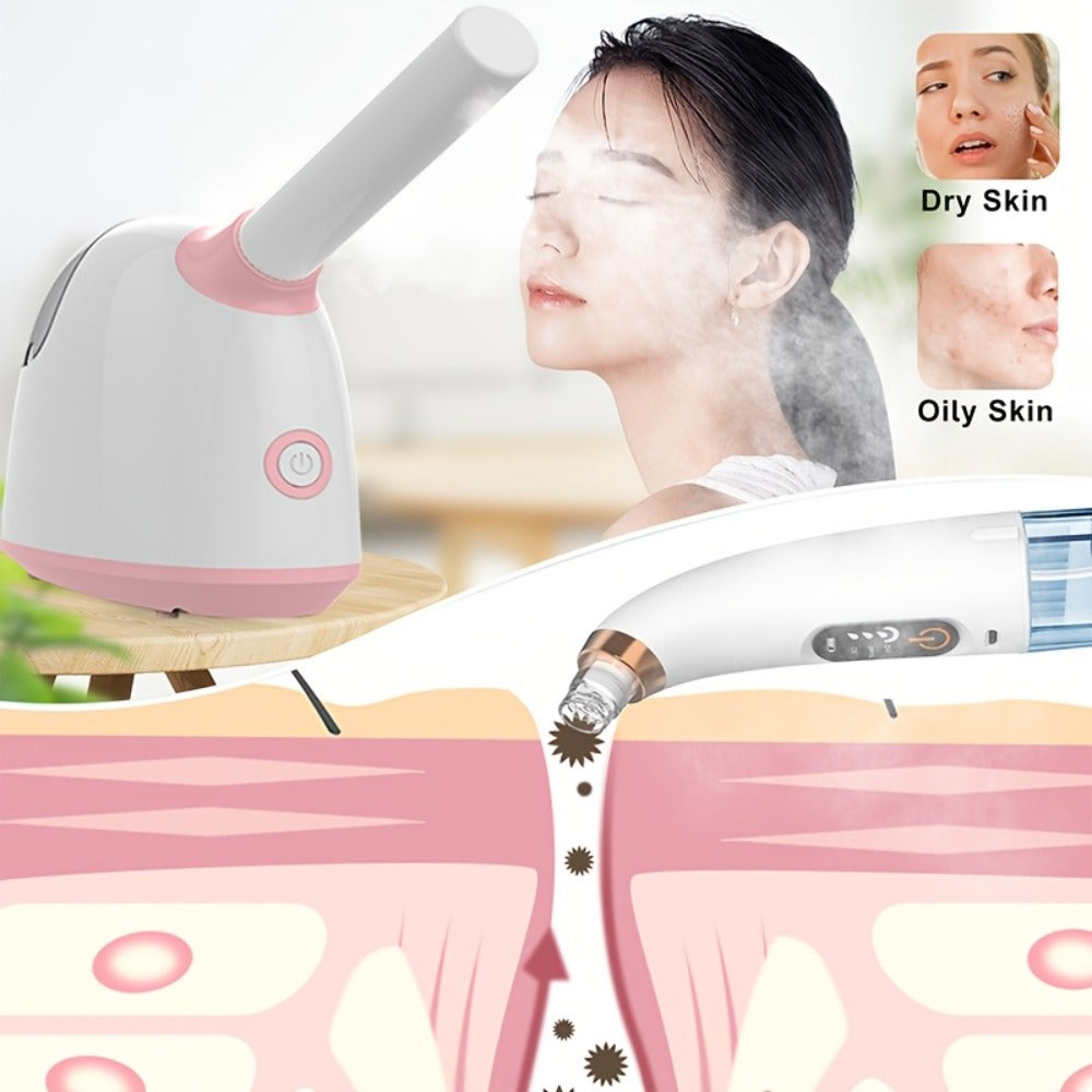 Facial Steamer Nano Ion Mist - Deep Pore Cleansing Home Spa Face Steamer with 360¡ã Rotatable Arm, Blackhead Remover, Portable & Salon-Grade Skin Hydration Beauty Tool