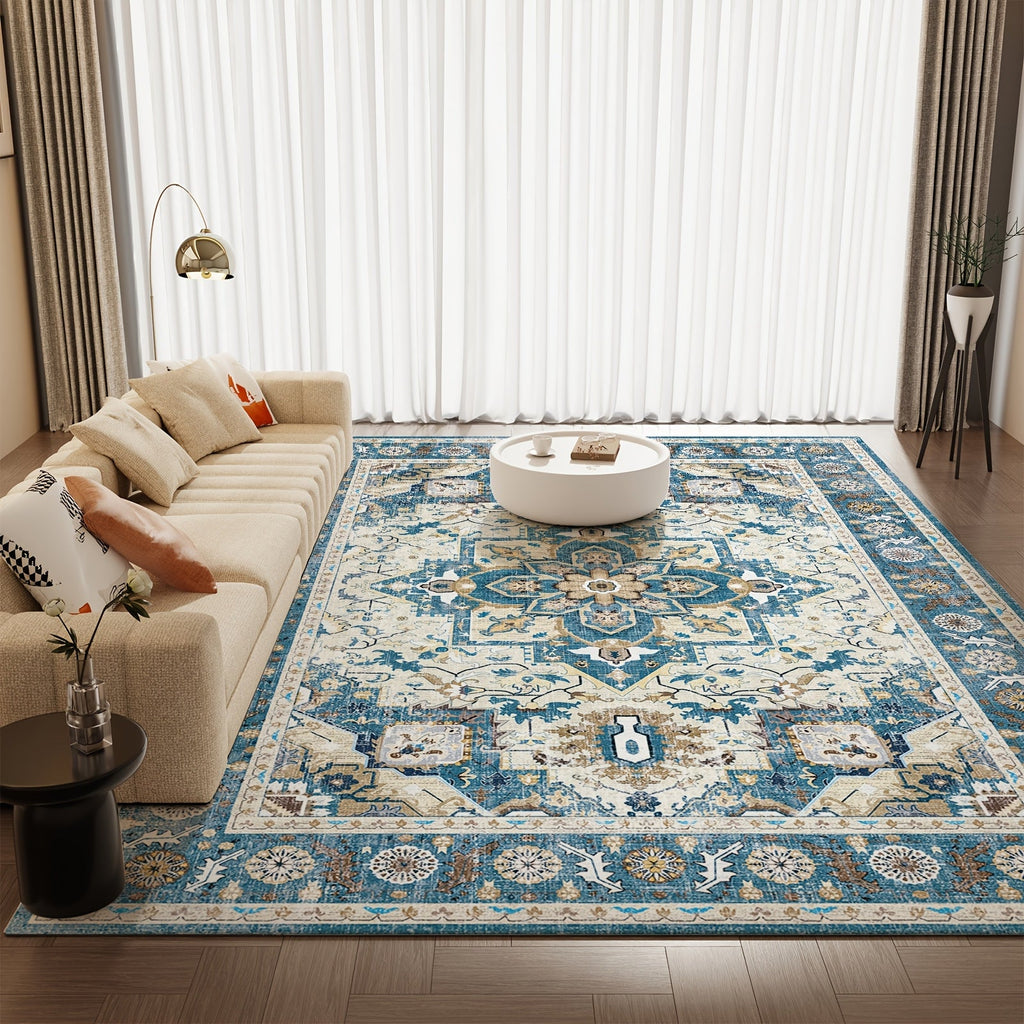 Tie-Dye Area Rug Retro Vintage Style Machine Washable Soft Floor Mat - Durable Indoor Outdoor Rug for Living Room Bedroom Kitchen, Colorful Boho Tie Dye Pattern Cozy Home Decor 5x7 8x10 9x12ft