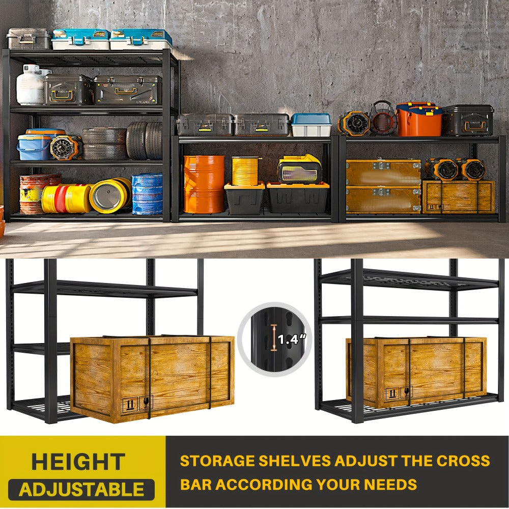 Heavy Duty 5 Tier Metal Shelving Unit Adjustable Up to 3000LBS for Garage Workshop Commercial Storage Rack No Bolt Easy Assembly Black