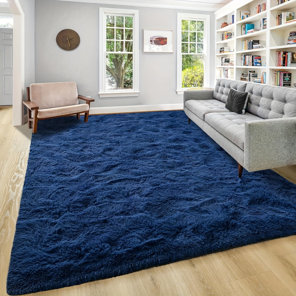 Shaggy Plush Area Rug - Soft Fluffy Carpet for Living Room, Bedroom & Sofa | Non-Slip Machine Washable Tie-Dye & Solid Color Long Pile Rug | Luxury Home Decor Floor Mat in Multiple Sizes & Colors
