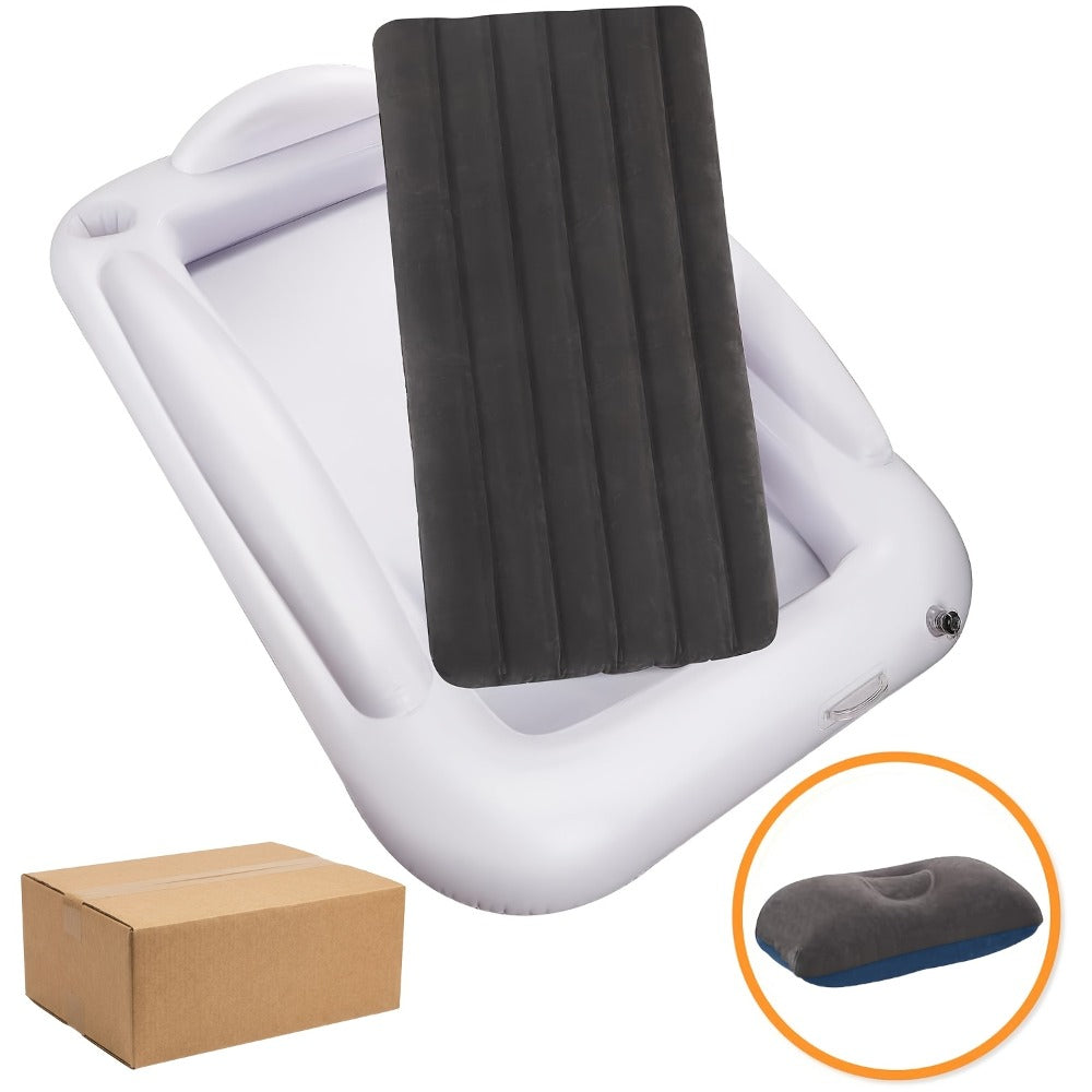 Kids Inflatable Travel Bed ¨C Portable Children Air Mattress with Fast Inflation, Separate Mattress Design, for Home Camping Vacation Grandma's, Ages 3-10, Blue Grey