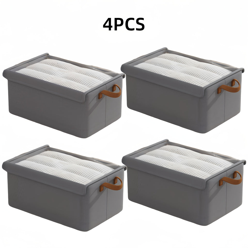 Foldable Storage Boxes with Clear Lids & Handles Large Collapsible Organizer Bins for Clothes, Blankets & Bedding ¨C Bedroom, Wardrobe & Under Bed Storage, 4 or 6 Pack