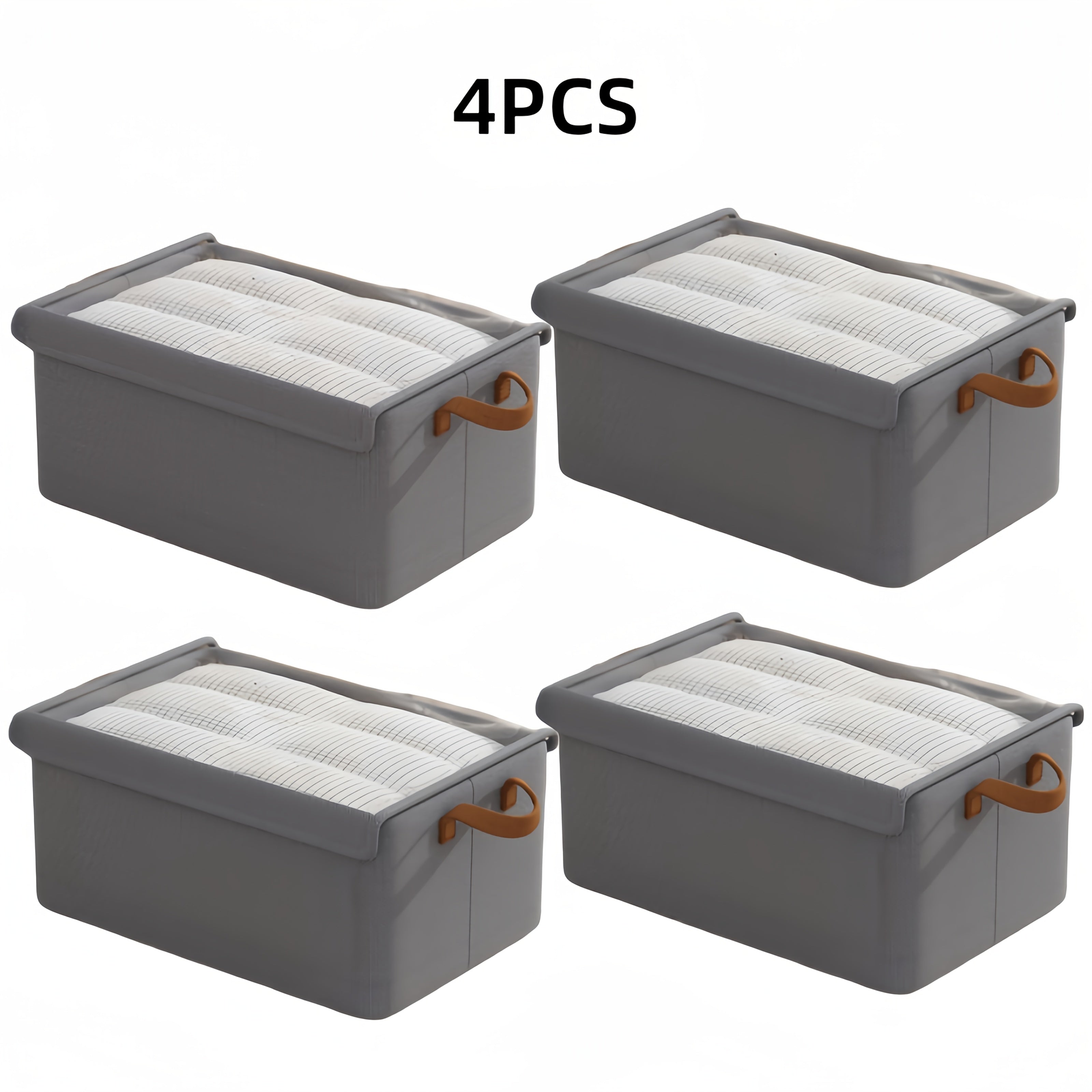 Foldable Storage Boxes with Clear Lids & Handles Large Collapsible Organizer Bins for Clothes, Blankets & Bedding ¨C Bedroom, Wardrobe & Under Bed Storage, 4 or 6 Pack