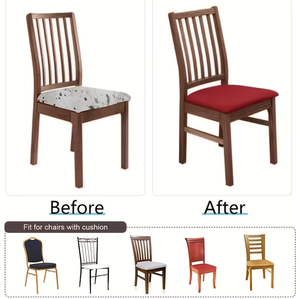 Dining Chair Covers Set of 4 Stretch Elastic Seat Slipcovers Soft Brushed Polyester Solid Color Chair Protector for Home Office Kitchen