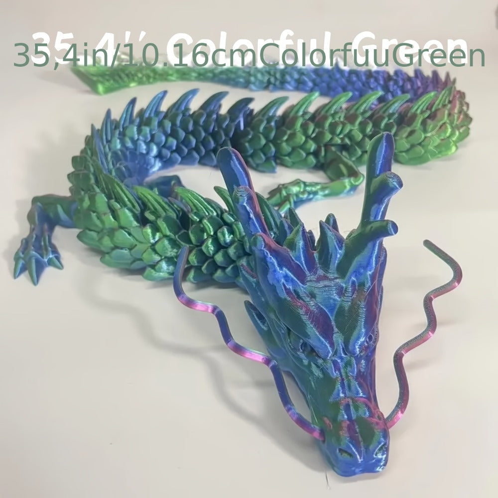 3D Printed Articulated Dragon Figurine 35.4¡± Giant Poseable Chinese Dragon Collectible Sculpture | Flexible Joints Fantasy Desk Decor for Home Office Car | Unique Gift for Dragon Collectors Mom Dad