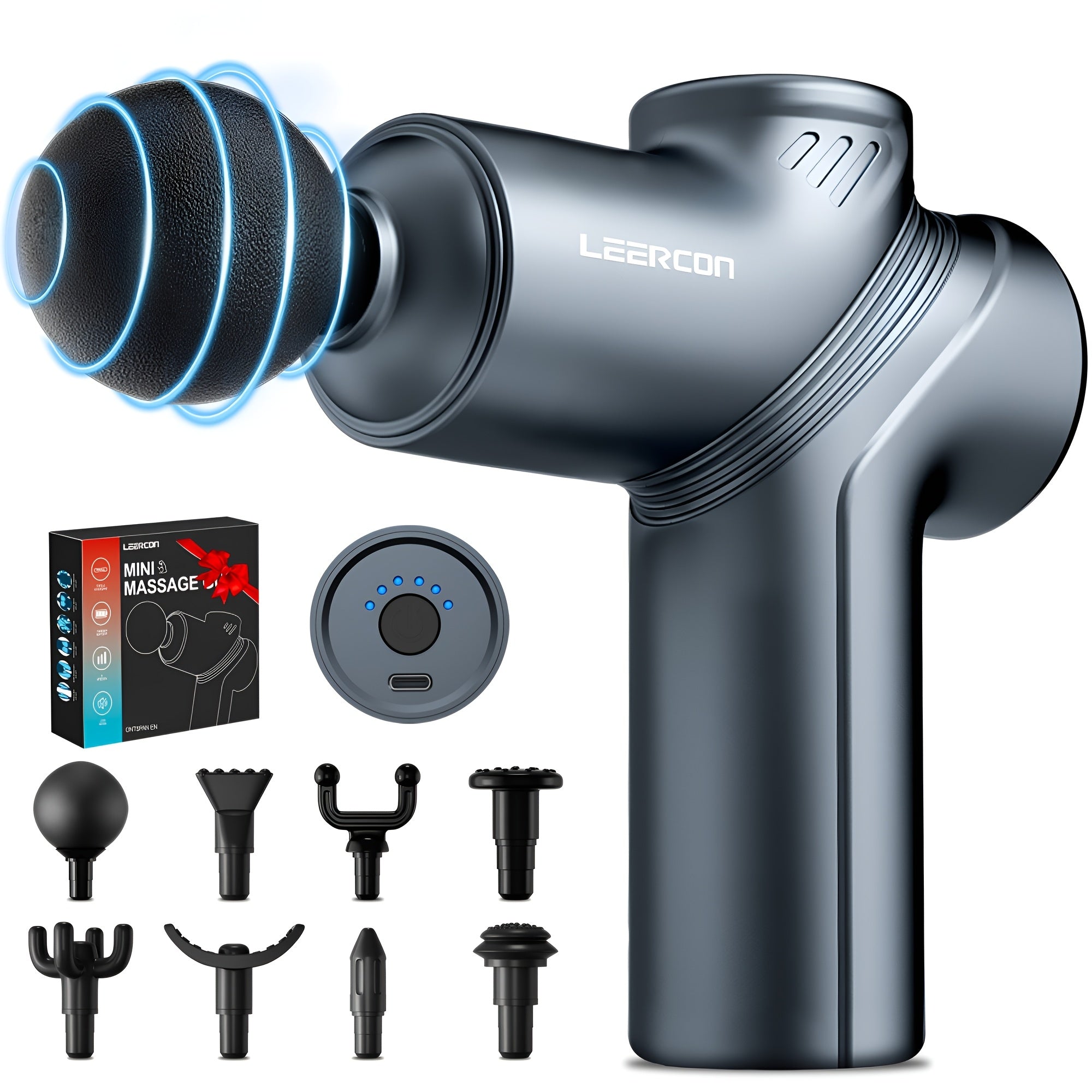 Massage Gun Deep Tissue Percussion Massager ¨C Portable Handheld Electric Body Massager with 4/8 Heads & 6 Speed Settings for Muscle Relaxation & Post-Workout Recovery