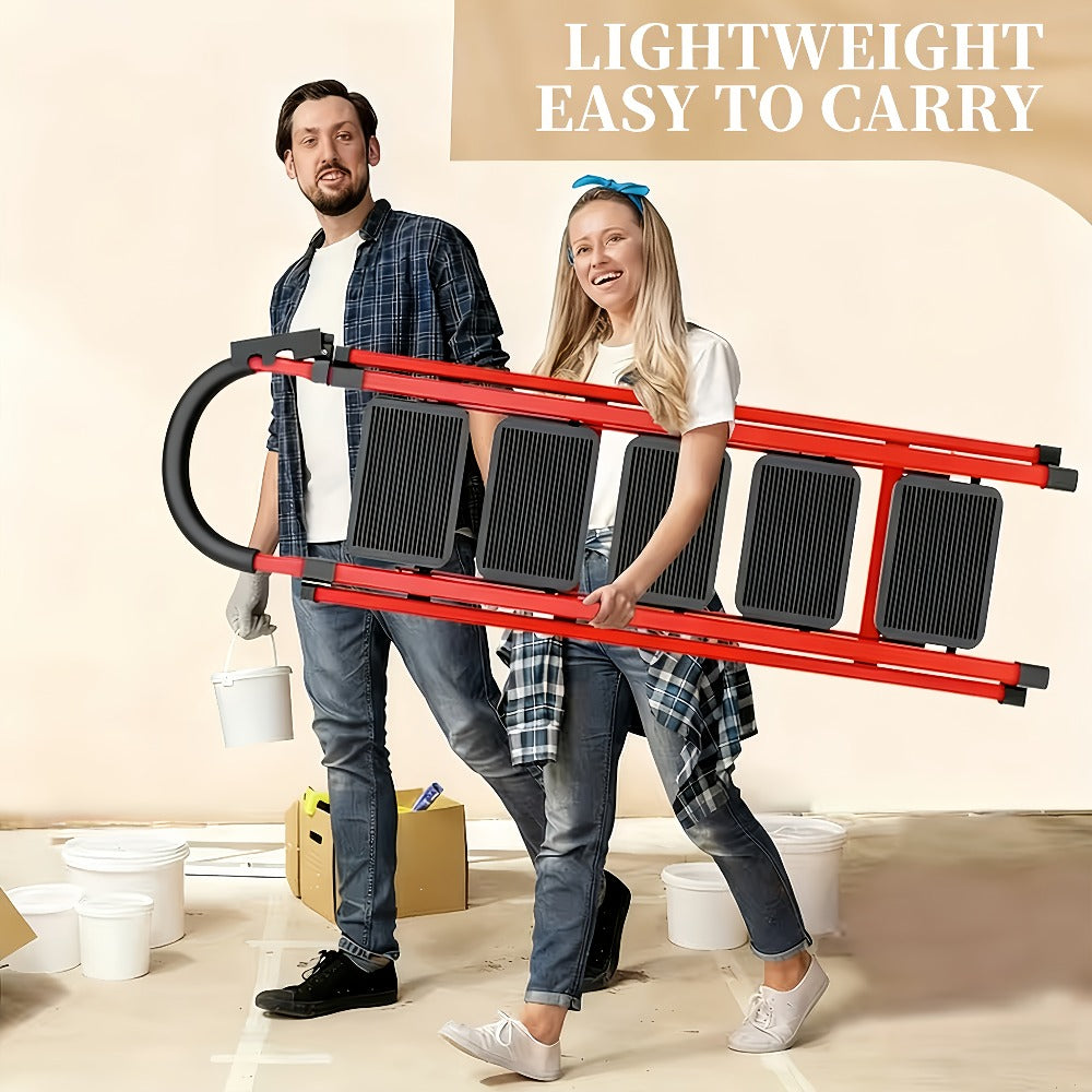 Folding Step Stool Ladder 500lbs Heavy Duty Steel with Anti-Slip Wide Treads & Handrails ¨C Safety Lock, Portable Multi-Step Ladder for Home, Kitchen & Outdoor Use, Mini / Medium / Large