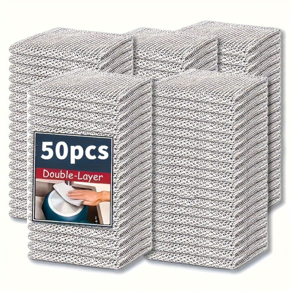 Stainless Steel Kitchen Scrubber Wire Cleaning Cloth Scratch Resistant Reusable Dish Scrubber for Pots Pans Dishes Glass Cookware 50 Pack 100 Pack