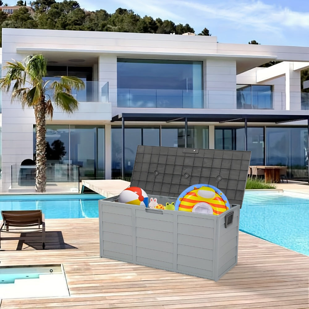 75 Gallon Deck Box with Wheels ¨C 284L Resin Outdoor Storage Box Lockable Plastic Container for Patio, Pool & Garden, 110 lbs Capacity, Multiple Colors, Weatherproof Outdoor Storage Cabinet