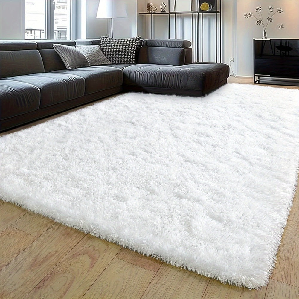 Fluffy Area Rug White Soft High Pile Washable Non-Slip | Plush Shaggy Carpet for Living Room Bedroom Dorm | Large Rectangle Indoor Rug 5x8 6x9 8x10 ft | Holiday Home Decor Gift