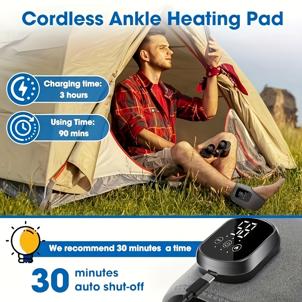 Foot Massager Electric Heated Ankle Wrap | 3 Heat Levels 3 Vibration Modes Touch Screen Timer | Relieves Ankle Pain Plantar Fasciitis Arthritis Muscle Fatigue | Fits Left & Right Feet | 1pc or 2pc Set