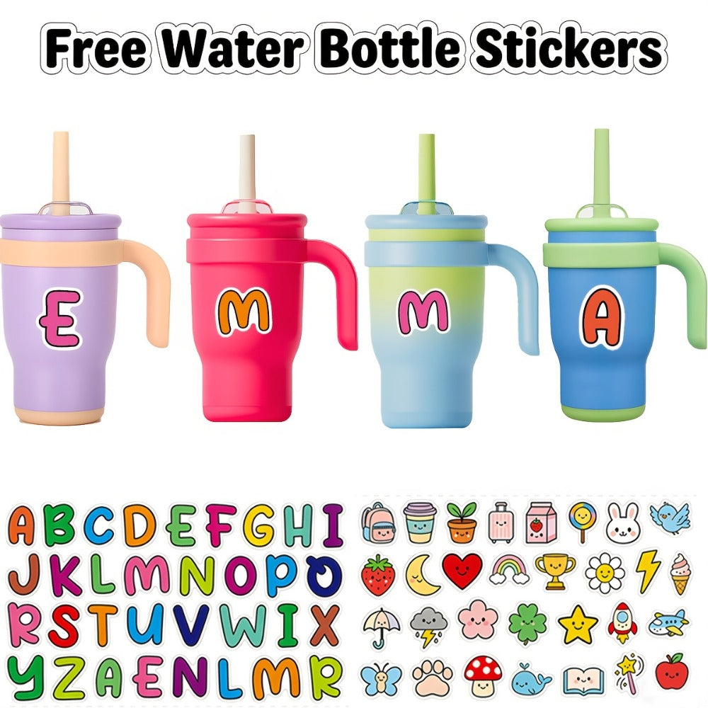 14oz Insulated Tumbler with Handle & Straw - Stainless Steel Travel Coffee Mug with Stickers, Multiple Colors