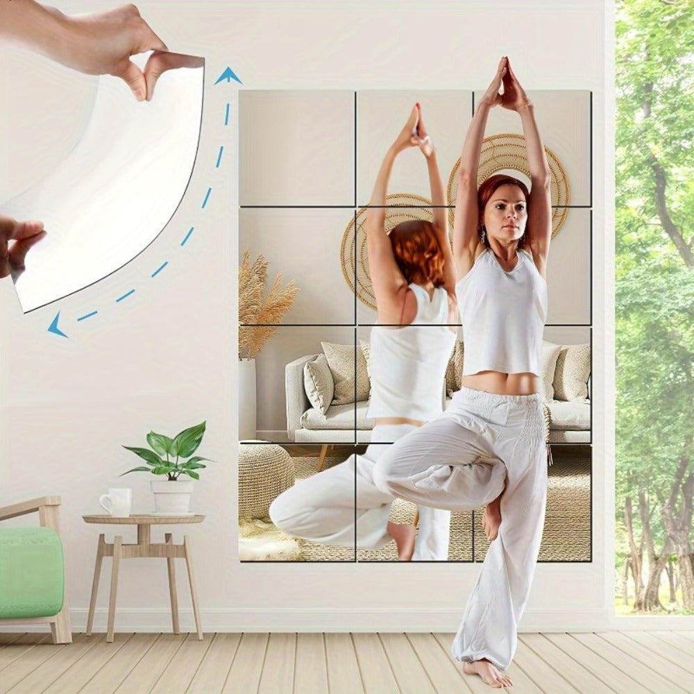 Mirror Wall Stickers 12 Inch ¨C Set of 12 Acrylic Reflective Decals for Living Room, Bedroom, Kitchen, Office & Wedding Decor, Easy Install