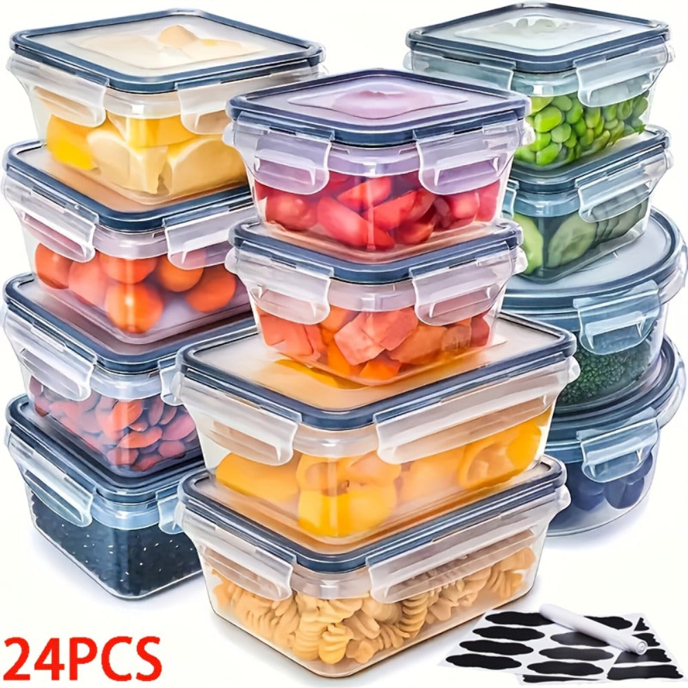 Food Storage Containers Set BPA-Free Airtight ¨C Meal Prep Containers with Easy-Snap Lids Labels & Marker 24 48pcs Pantry Kitchen Organizer