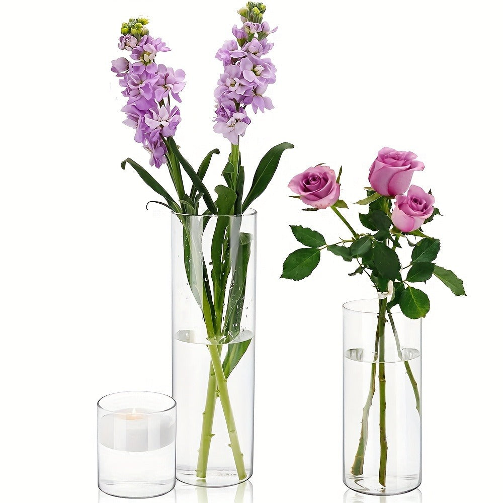 Glass Cylinder Vases Set 18pcs 24pcs - 3 Sizes 4in 8in 12in Tall Clear Candle Holders for Wedding Centerpieces Party Table Decor Halloween Decorations Flower Vase Home Decor
