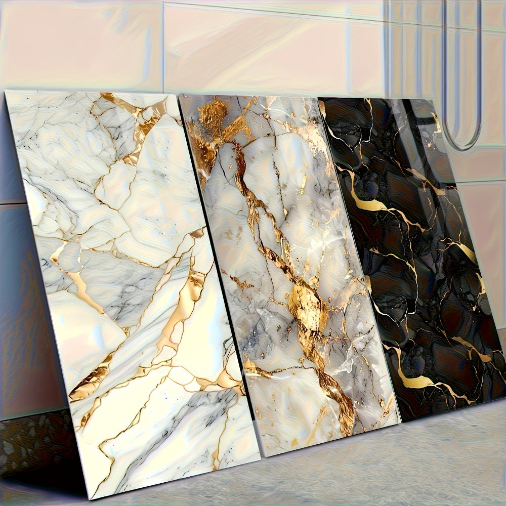 Peel and Stick Marble Tile Stickers ¨C Self Adhesive Foam Wall Tiles for Bathroom Kitchen Office Bohemian Home Decor (50/100pcs, White/Gray/Black/Blue Gold)