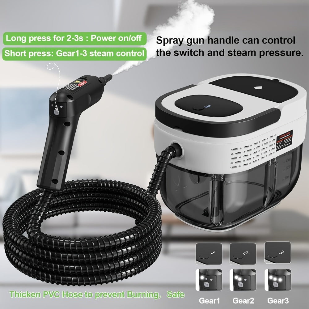 High Pressure Steam Cleaner Handheld 1.6L Large Tank 3-Level Adjustable Handle for Home Car Detailing Bed Bugs Couch Grout Furniture