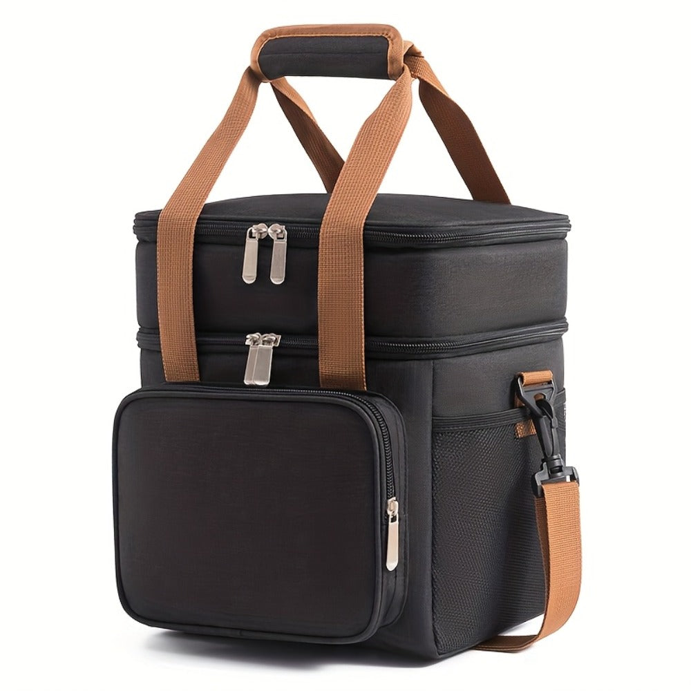 Insulated Lunch Bag with Shoulder Strap - Double Layer Leakproof Cooler Tote for Women Men Work Office School Picnic Beach Outdoor, Expandable Thermal Lunch Box Bag Keeps Food Cold or Hot, Lightweight Durable Design in Multiple Colors