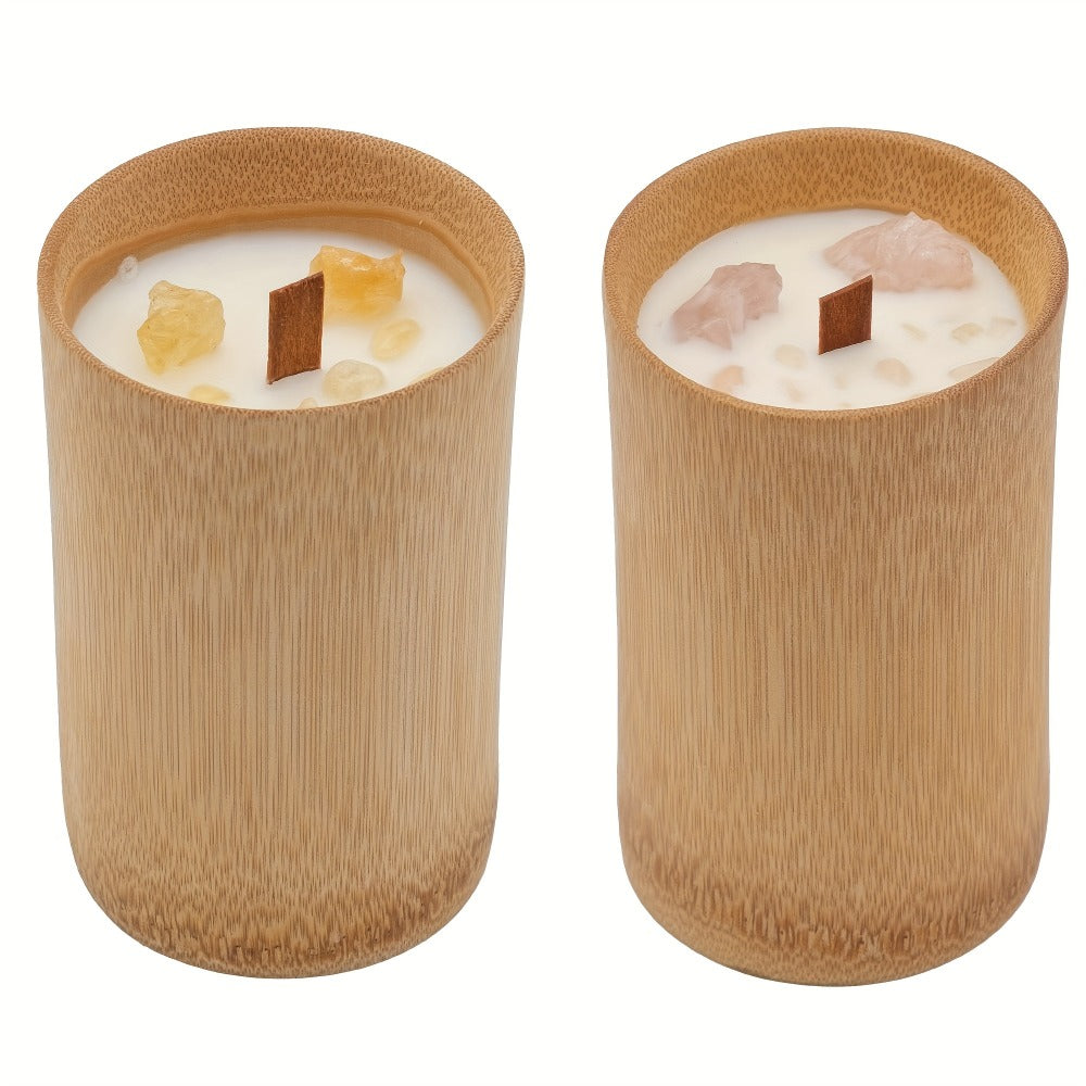 Scented Candles in Carbonized Bamboo Jar ¨C 60-Hour Long-Lasting Soy Wax Candle with Premium Fragrance ¨C Aromatherapy Gift for Home Decor, Spa, Housewarming, Christmas, Mom & Friends (8 Scents)