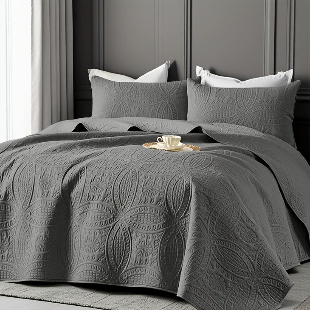 Quilt Coverlet Set 2-3 Piece Lightweight Microfiber Bedspread Coin Pattern Soft Skin-Friendly Anti-Allergy Machine Washable Twin Full Queen King