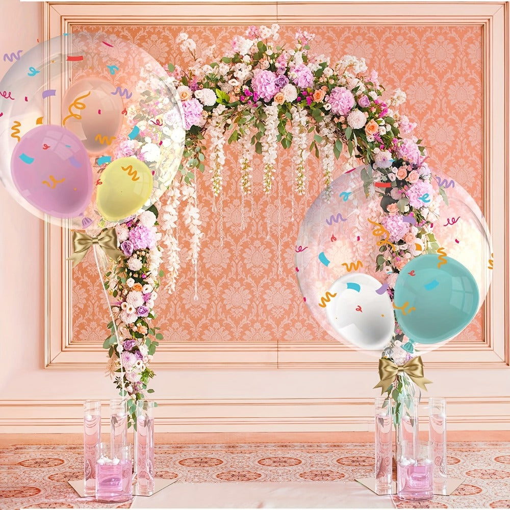Clear Helium Balloons 10-Pack | Transparent Party Balloons 18¡± 20¡± 24¡± 36¡± for Weddings Birthdays Christmas Halloween Mardi Gras Celebrations ¨C Helium Ready with Sturdy Neck & Base