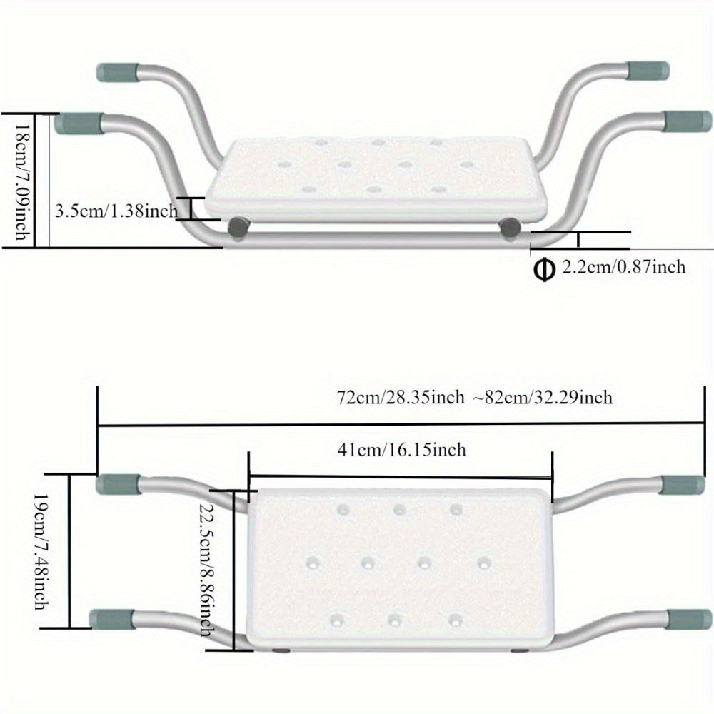 Bath Seat Adjustable Aluminum Shower Chair ¨C Suspended Bathtub Stool with Anti-Slip Handles, 300 lbs Capacity | Lightweight Retractable Bath Board for Elderly, Disabled & Injured, 3 Length Settings