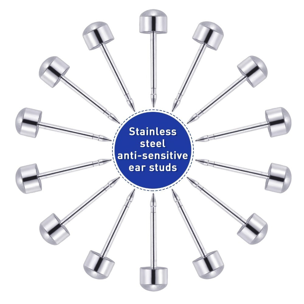 Stainless Steel Body Piercing Studs Kit - 10 Pairs Ear Nose Cartilage Studs with 2 DIY Setting Tools, Hypoallergenic Body Jewelry Decoration Accessories