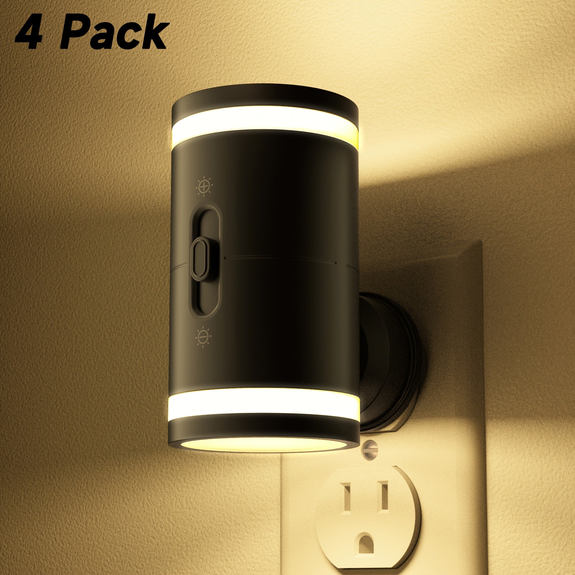 LED Night Light Plug In Dusk to Dawn Sensor ¨C 5-120LM Adjustable Brightness, 3 Color Temperatures, Modern Plug-In Night Lights for Hallway, Bedroom, Staircase, Bathroom & Toddler Room, 2 or 4 Pack