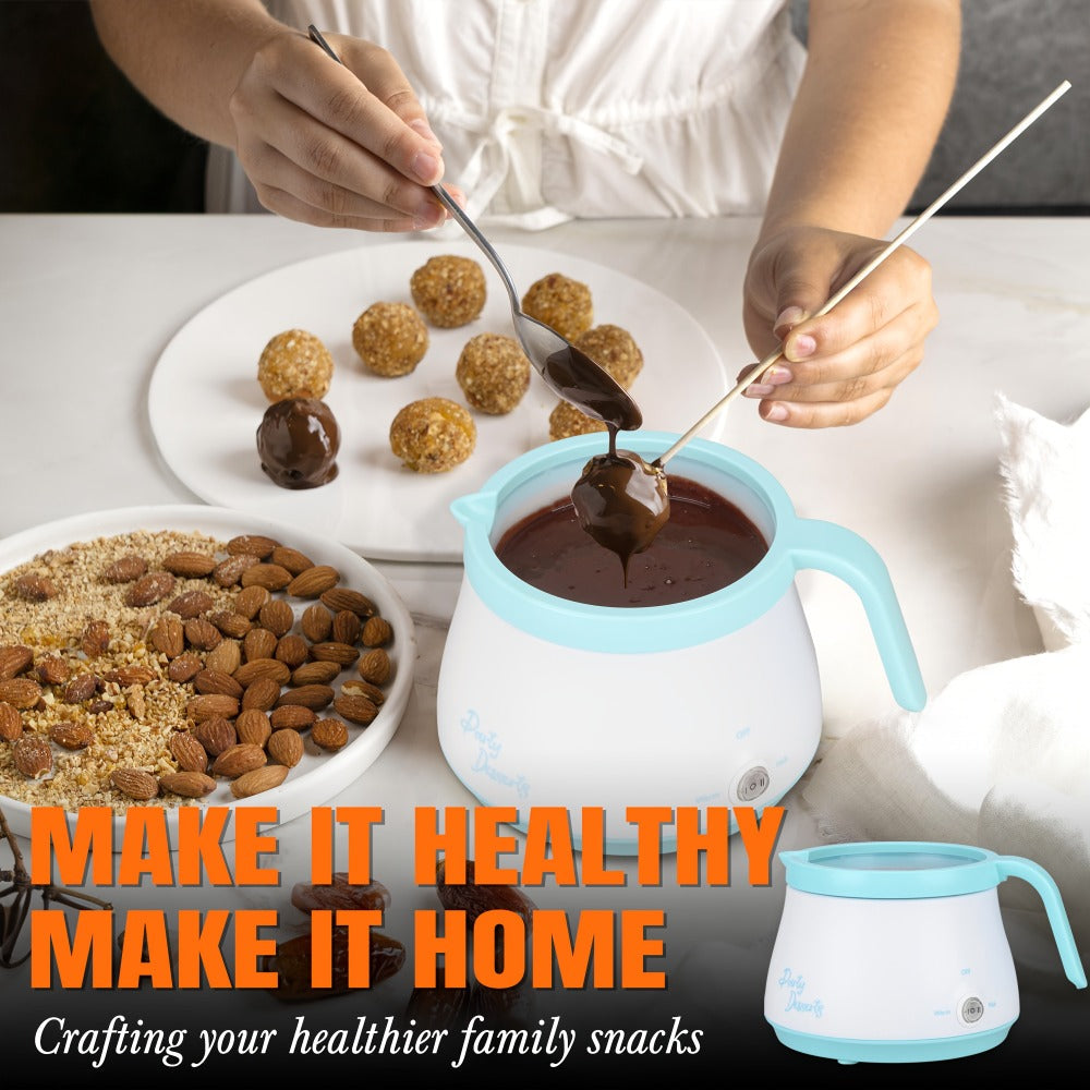 Electric Fondue Pot Chocolate Melting Pot with 2 Pots for Candy & Chocolate - 2.5 Cup Capacity, Non-Stick Dual Melting Pots for Cake Pops, Cookies, Cakes & Dipping, Easy to Use & Clean, Perfect Gift