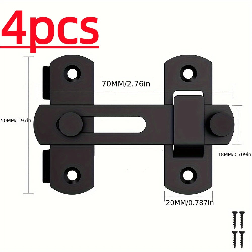 Stainless Steel Door Bolt Lock 180¡ã Flip Latch ¨C Set of 4 Heavy Duty Security Locks with 2 Keys for Garage Stable Bathroom Outdoor Gate Shed Fence Home Door