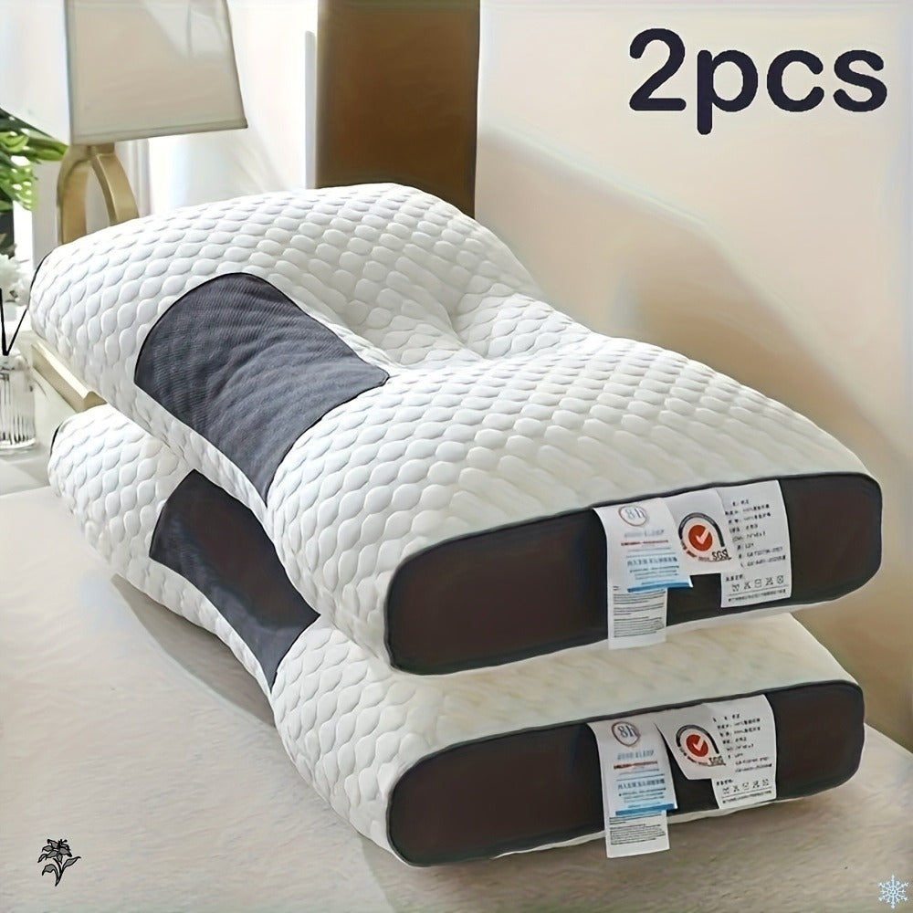 Cervical Neck Support Pillow Soft Knitted Ergonomic Orthopedic Contour Pillow for Deep Sleep - Non-Collapse High Pillow Core All Seasons Adjustable Sleeping Comfort 1/2Pcs