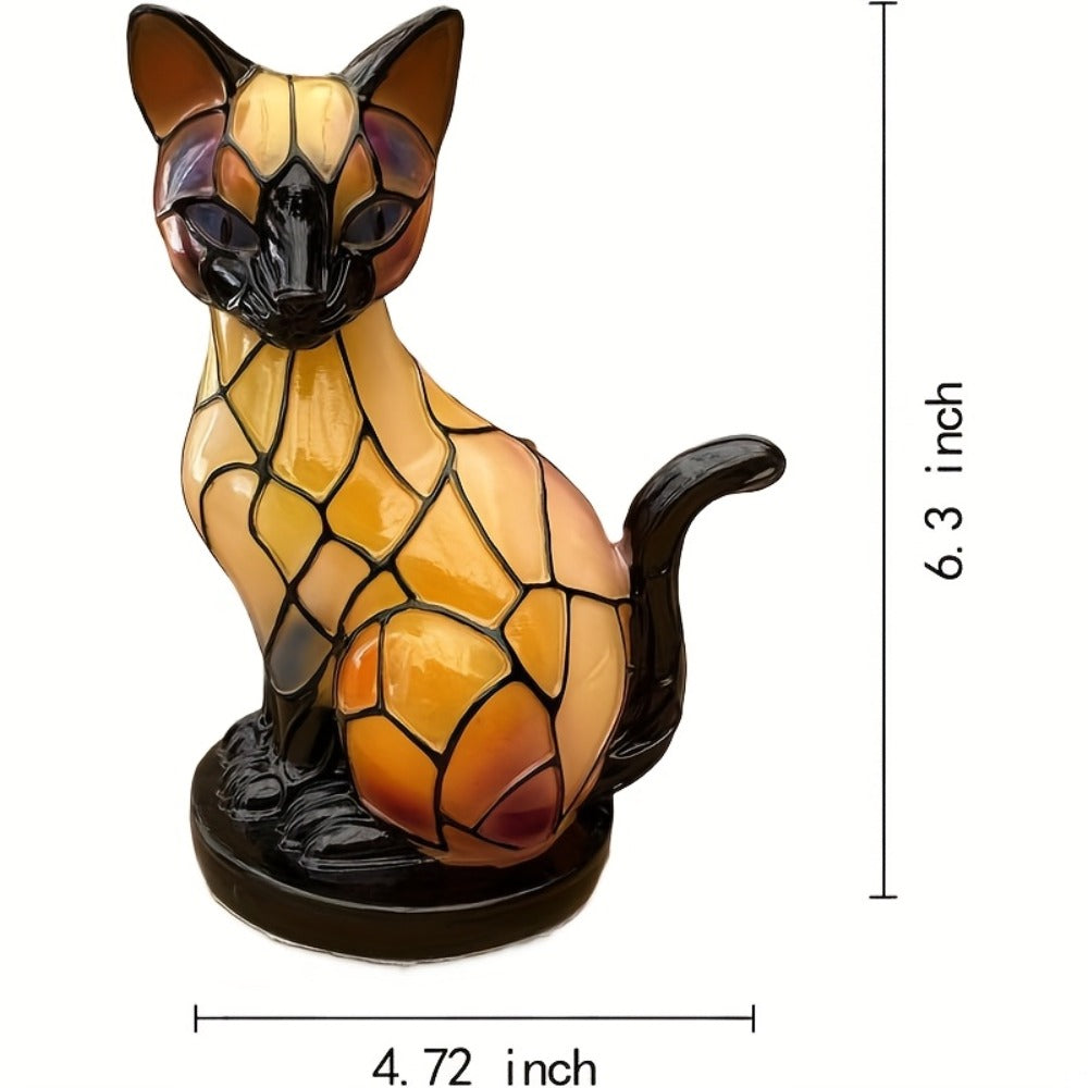 Cat Night Light Lamp Glowing Glass Kitty Resin Decorative Desk Lamp Cute Cat Lover Gift Bedside Cozy Glow Anime Home Decor