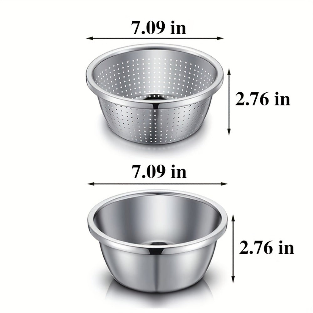 Stainless Steel Colander with Mixing Bowl Set 304 Food Grade Strainer Bowl for Washing Vegetables Fruit Rice Dishwasher Safe Kitchen Colander Sieve Multiple Sizes