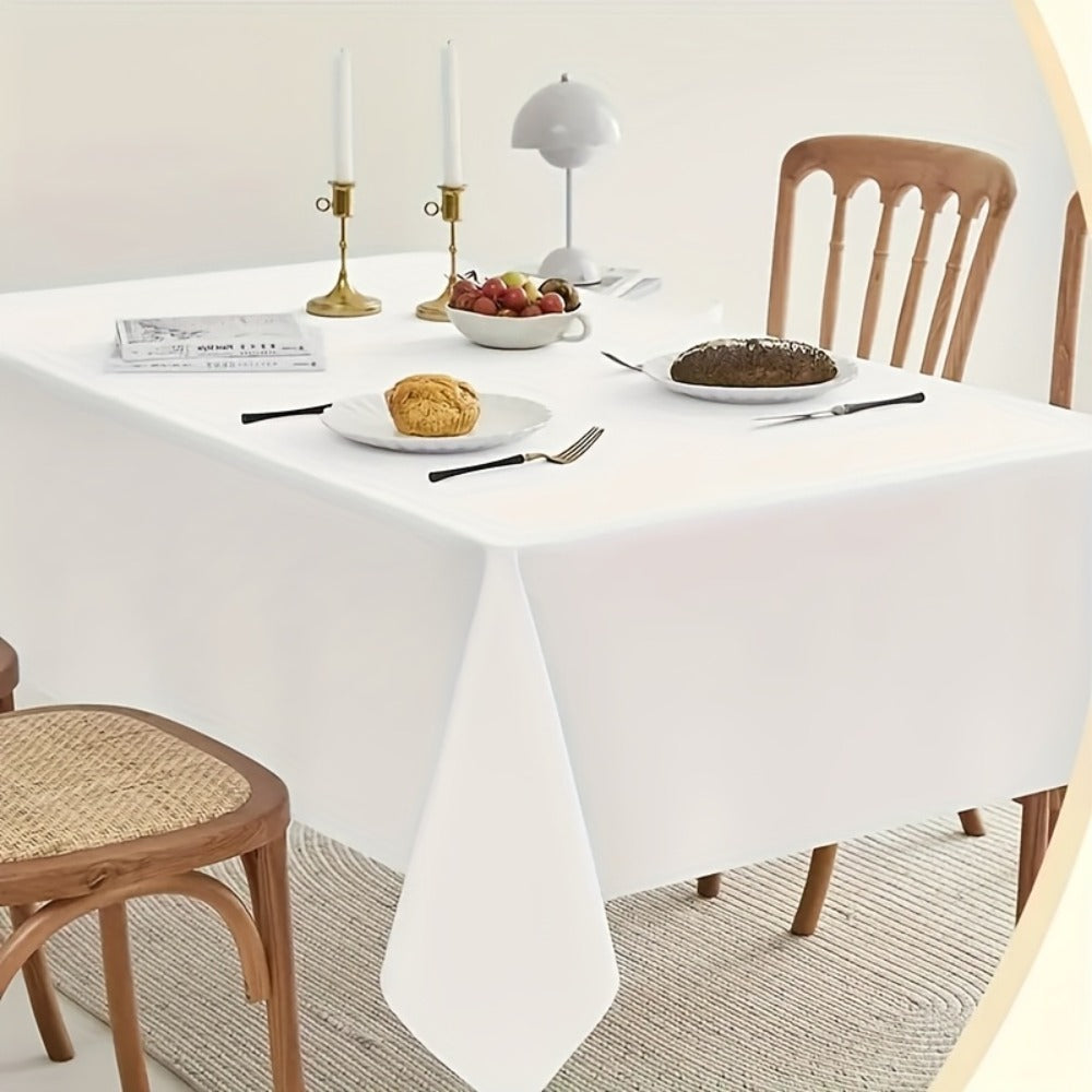 10-Pack White Rectangular Tablecloths 60x102 Inch - Washable Banquet Table Covers for Weddings, Parties & Events