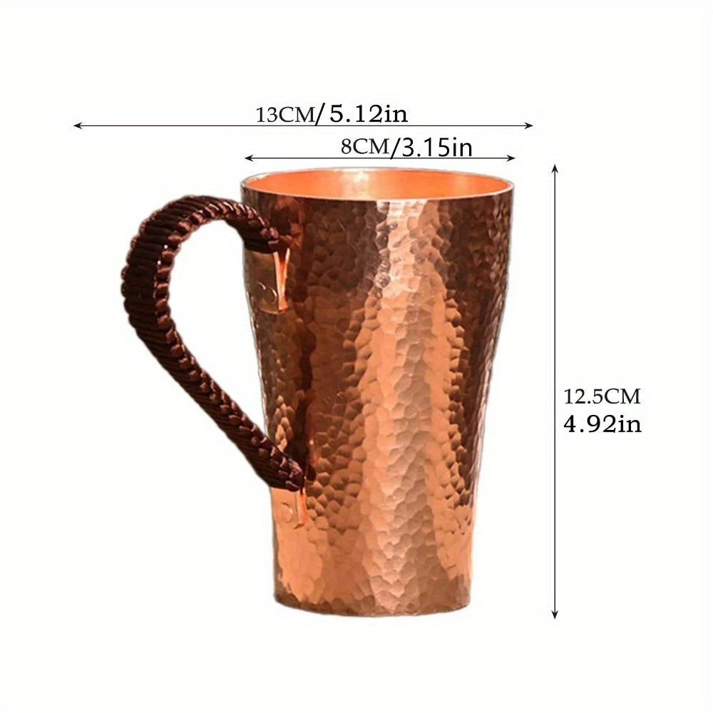 Handcrafted Copper Mug with Hammer Pattern ¨C Pure Copper Coffee Mug, Tea Cup & Water Vessel ¨C Artisan Copper Drinking Cup for Moscow Mule, Milk, Hot & Cold Beverages ¨C Unique Kitchen Gift