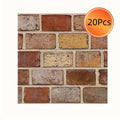Peel and Stick Tile Stickers 20pcs Vintage Brick Pattern Self-Adhesive Waterproof Wall Tiles for Kitchen Bathroom Toilet ¨C Removable Oil-Proof Backsplash Wall Art Decor