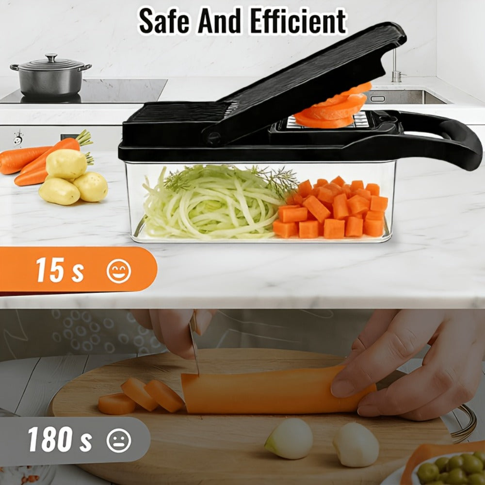 Vegetable Chopper 18-in-1 Food Chopper Slicer with 8 Stainless Steel Blades Food-Grade Mandoline Slicer for Onions Carrots Potatoes Salad Kitchen Meal Prep Tool
