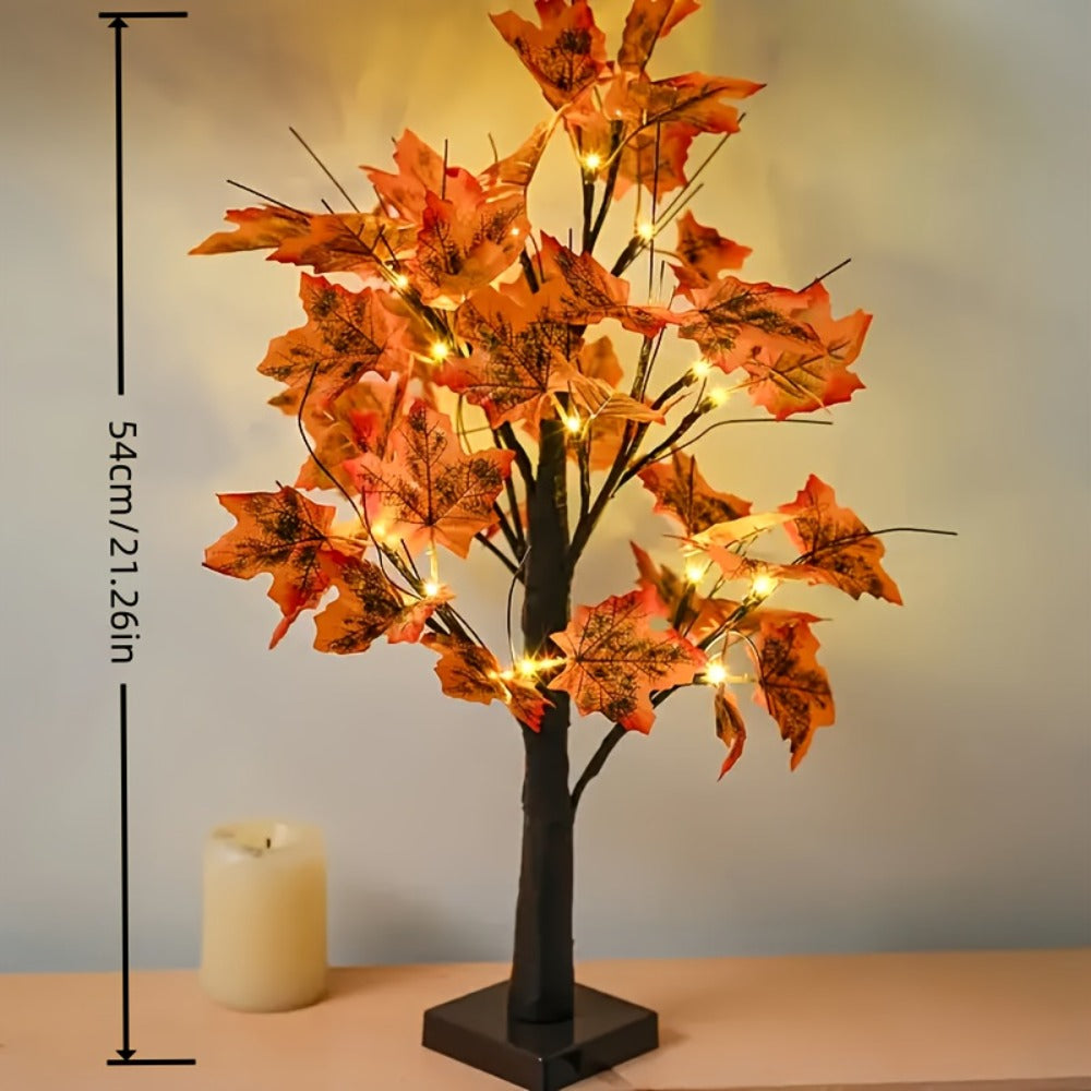 LED Maple Leaf Tree Table Lamp 2 Pack - 21 Inch Battery Powered Artificial Tree Light for Home Room Balcony Thanksgiving Christmas Fall Autumn Decor Indoor Festival Decoration