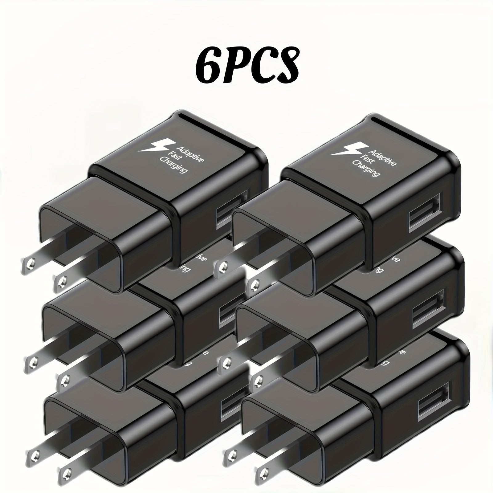 USB Wall Charger Compatible with Samsung Galaxy S25 S24 S23 S22 S21 S20 S10 S9 S8 S7 Note 10 - Adaptive 5V 2A Fast Charging, Bulk Pack 5pcs & 6pcs with Cables, White & Black Options