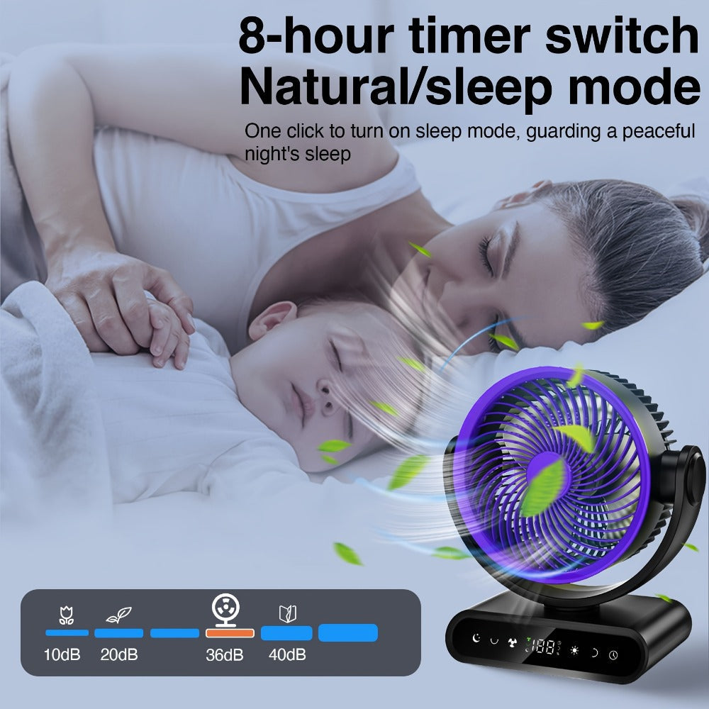 Camping Fan with LED Light Battery Powered 20000mAh 40000mAh 9-Inch 5-Speed Remote Control 90¡ã Tilt 120¡ã Oscillating Quiet Air Circulator for Outdoor Home