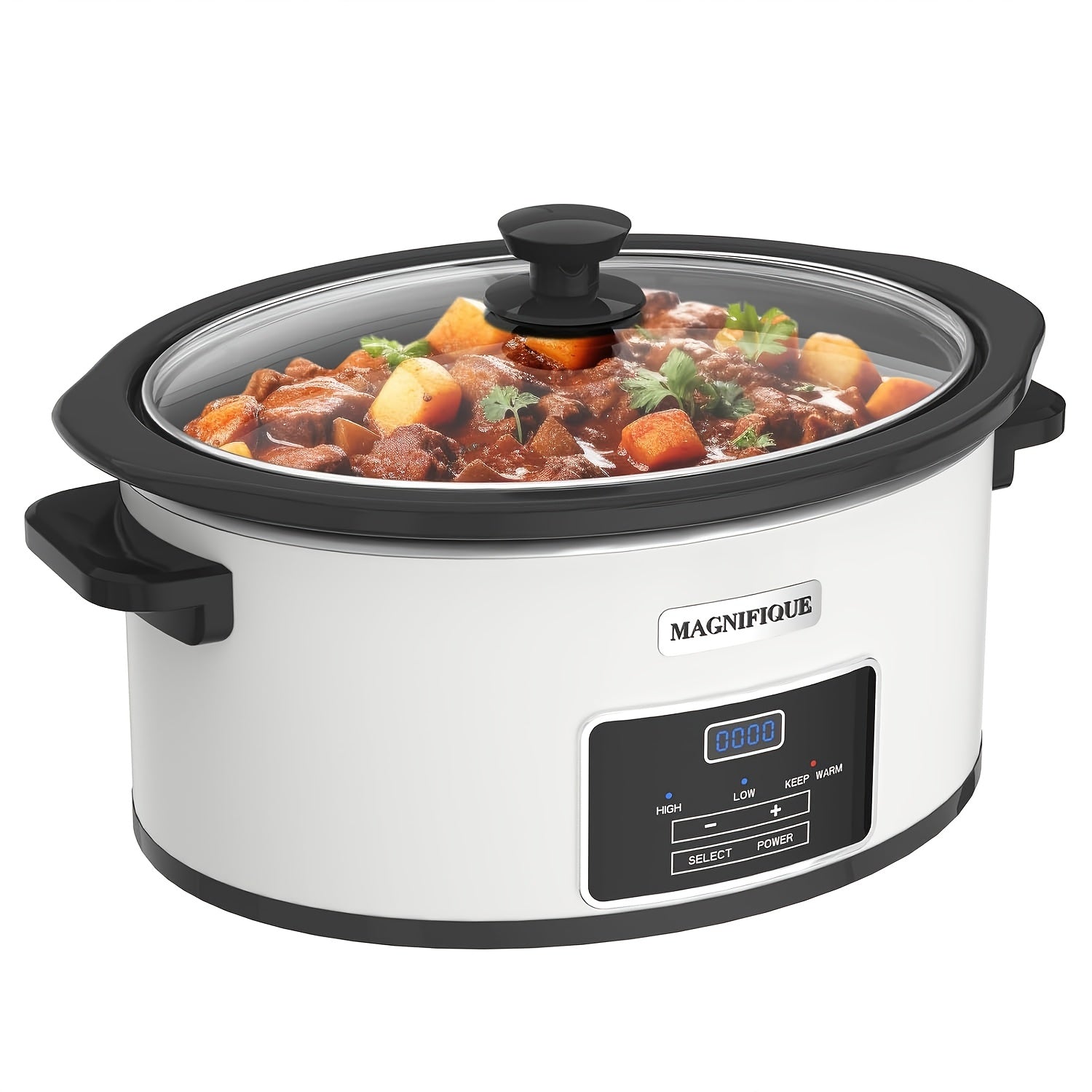 Digital Slow Cooker 6 & 7 Quart Programmable with Non-stick Ceramic Bowl, Countdown Timer & Keep Warm ¨C Oval Glass Lid Crock Pot for Family Meals Soups Stews Holiday Cooking
