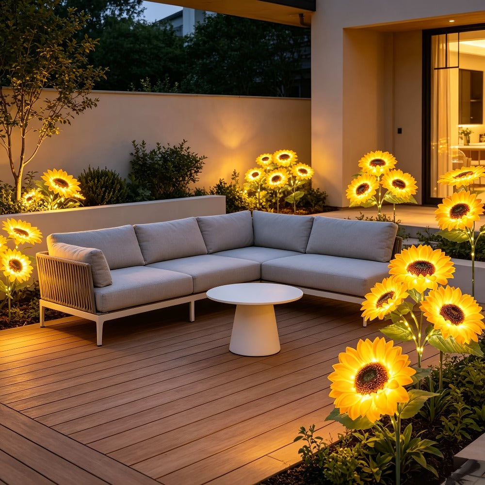 Solar Garden Lights Sunflower LED Outdoor Stake Lights 3-in-1 IP44 Waterproof Solar Powered Lawn Path Landscape Lights for Patio Yard Garden Decor Mother's Day Housewarming Gift