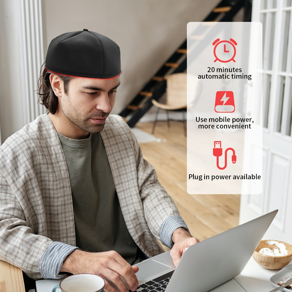 Red Light Therapy Cap FDA Cleared 120 LEDs | 660nm & 830nm Wavelength Hair Growth Helmet for Home Use | Near Infrared Light Therapy Hat for Scalp Treatment | Black & Gray Available