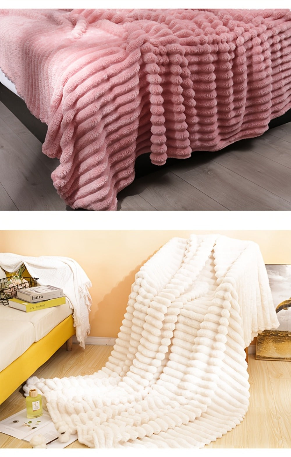 500gsm Heavy Plush Blanket ¨C Ultra Thick Soft Warm Fluffy Blanket for Bed, Sofa & Travel, Baby to Double Size, 5 Colors