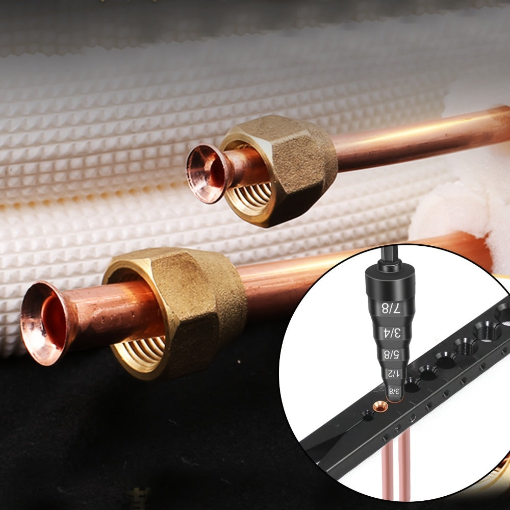 Copper Pipe Tube Expander Swaging Drill Bit Set 6-in-1 HVAC Tool 1/4 3/8 1/2 5/8 3/4 7/8 Inch Quick Release Bit Holder Air Conditioner Repair Kit