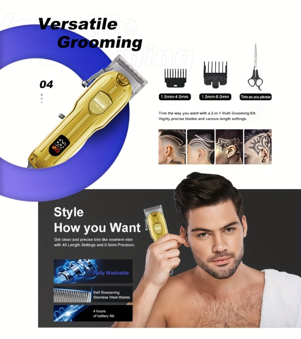 Hair Clipper & Beard Trimmer Combo Set - WEEME 2-in-1 Cordless Rechargeable Electric Hair Cutting Kit for Men, Professional Grooming Set with Trimmer, Father's Day Gift for Men, Golden & Silver