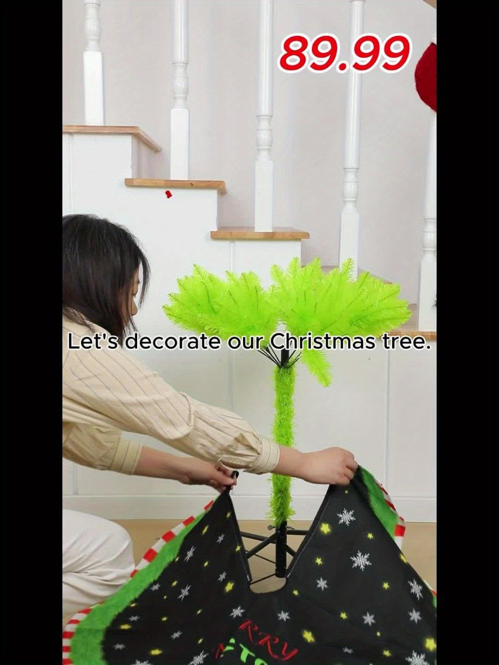6 Foot Artificial Christmas Tree with Lights Tree Skirt and Christmas Ball Bendable Xmas Tree Stand Indoor Holiday Window Display Decoration