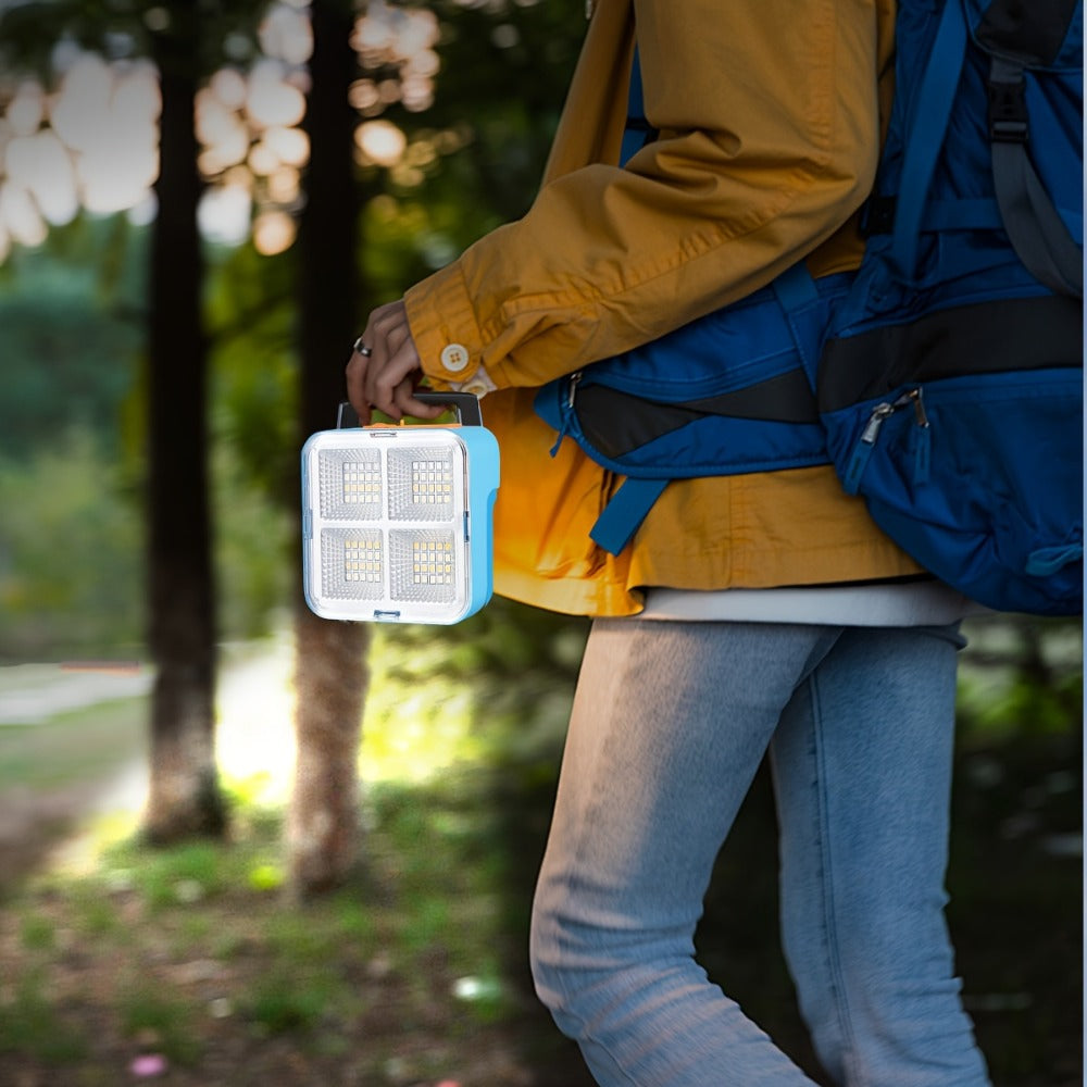 Solar Camping Lantern Ultra-Bright 4 Adjustable Modes ¨C Solar & USB Rechargeable Multifunctional Searchlight with Bracket & Hook for Camping, Hiking, Emergency & Outdoor Use