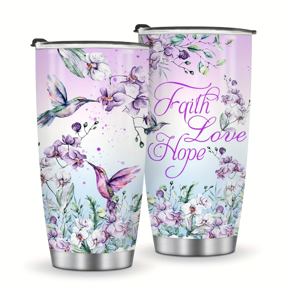 Hummingbird Flower Vacuum Insulated Travel Tumbler 20oz ¨C Gift for Mom Grandma Sister Daughter Birthday Valentine's Day