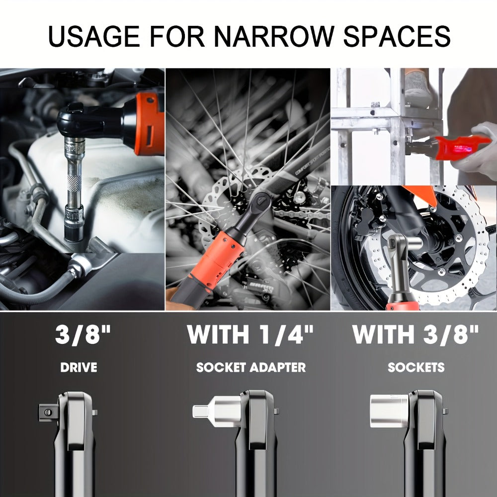 Cordless Electric Ratchet Wrench Set 12V - 45Nm High Torque 3/8¡± Rechargeable Ratchet Wrench with Battery, Charger & Toolbox for Automotive Repair, Angle Frame Installation & Home Improvement (4 Colors)